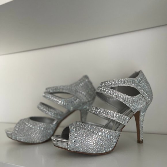 Sparkling Strappy Silver Heels - Picture 8 of 16